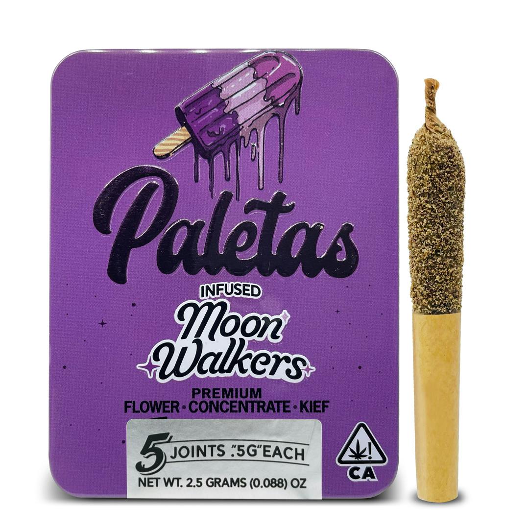 Paletas Grape Ape Indica Moon Walkers Infused Pre-rolls 5pk 2.5g
