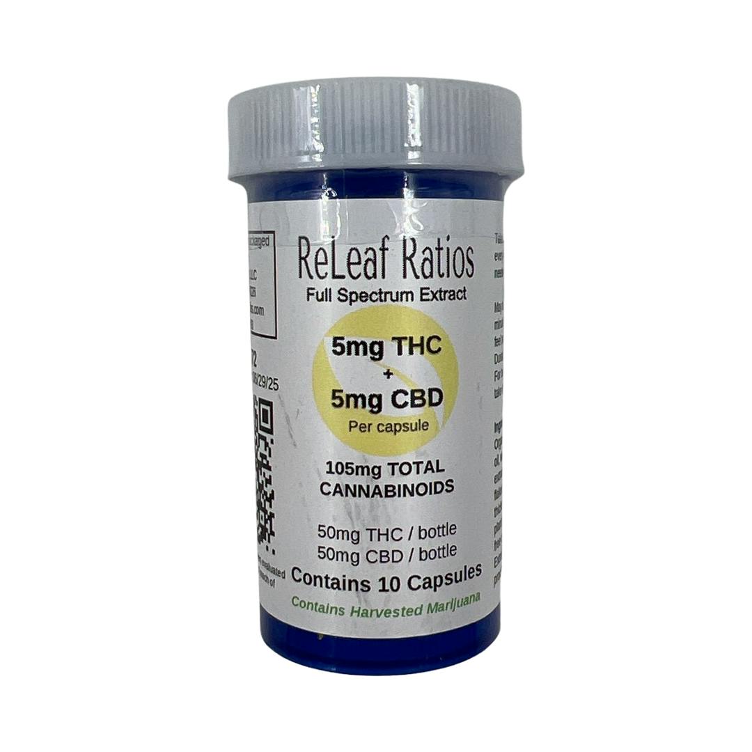 5mg THC : 5mg CBD Capsules (10 Per Pack)