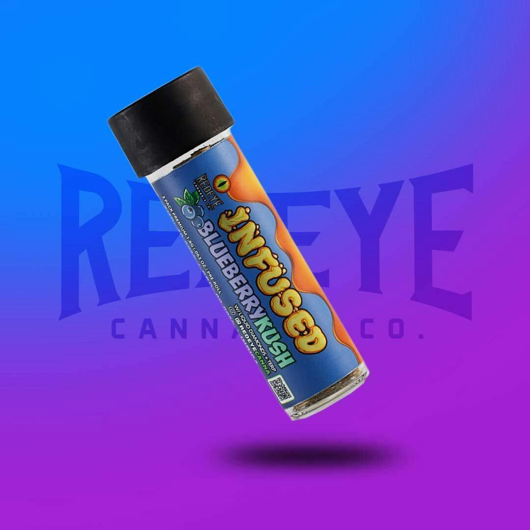 Redeye Cannabis: INFUSED Blueberry Kush Pre-roll 3PK 1.8G