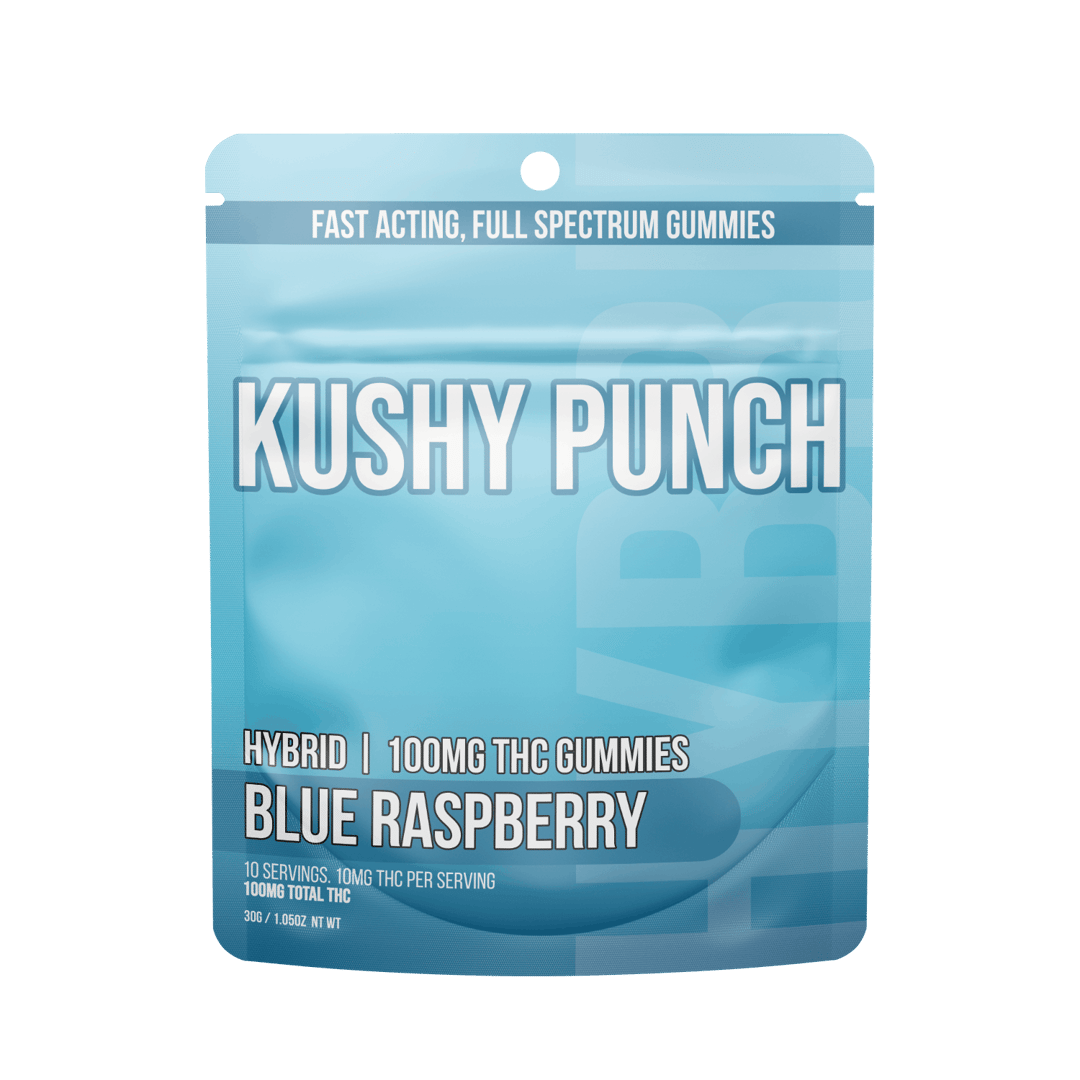 Kushy Punch - Hybrid Blue Raspberry INDIVIDUAL GUMMIES 100MG