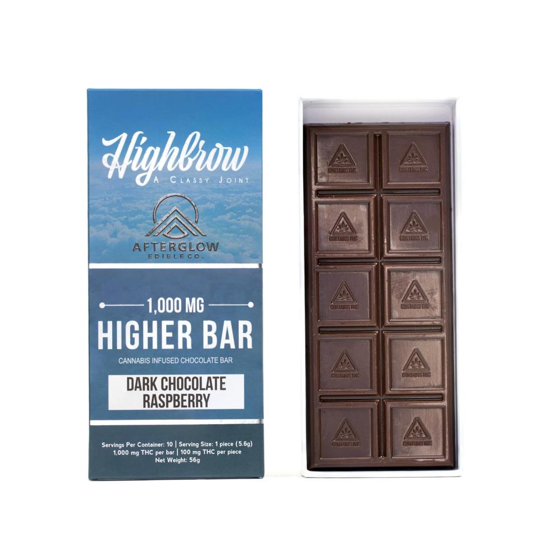 Highbrow/Afterglow Dark Chocolate Raspberry Higher Bar 1000mg
