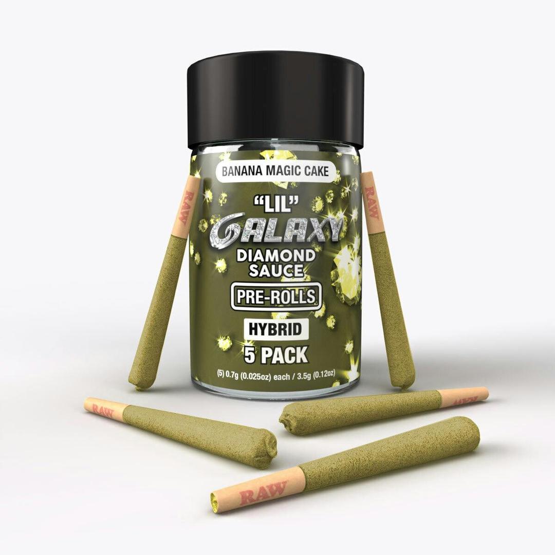 Banana Magic Cake (Hybrid) Galaxy Mini 5-pack 3.5G Diamond Infused Prerolls