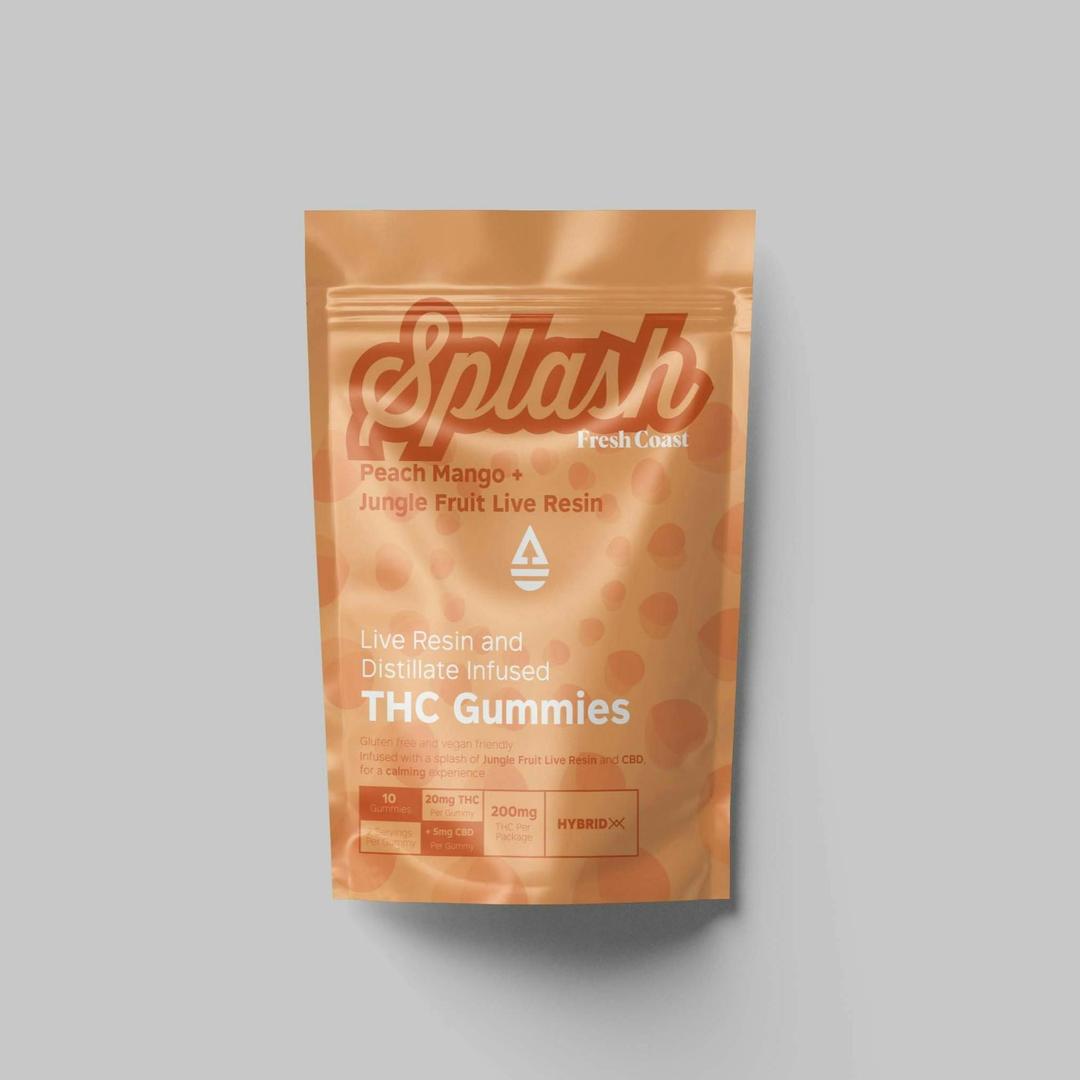 Peach Mango/Jungle Fruit | Splash THC Gummies 200mg | Hybrid