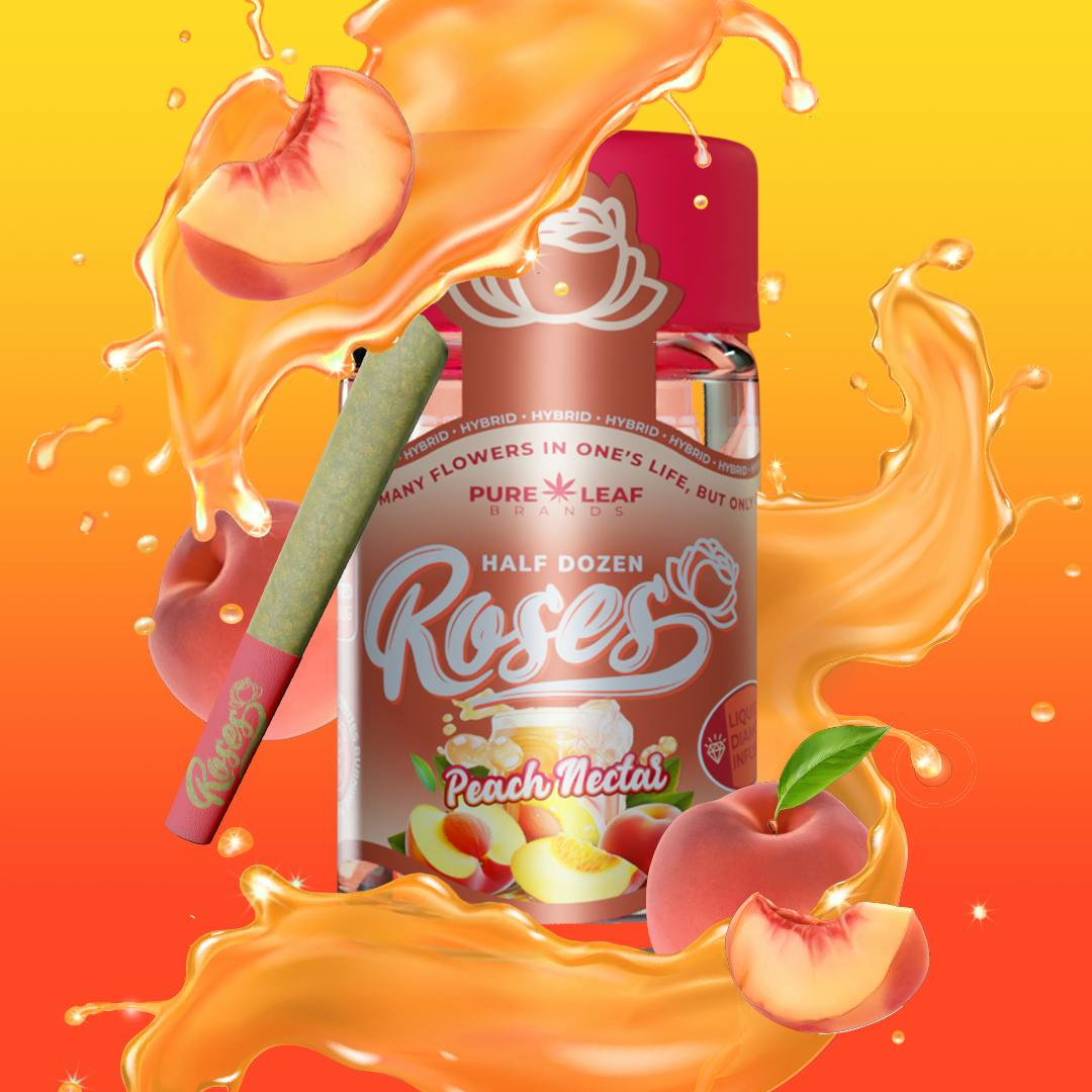 PEACH NECTAR Roses 6pk Hybrid | Liquid Diamond Infused | 3.6G (.6g ea)