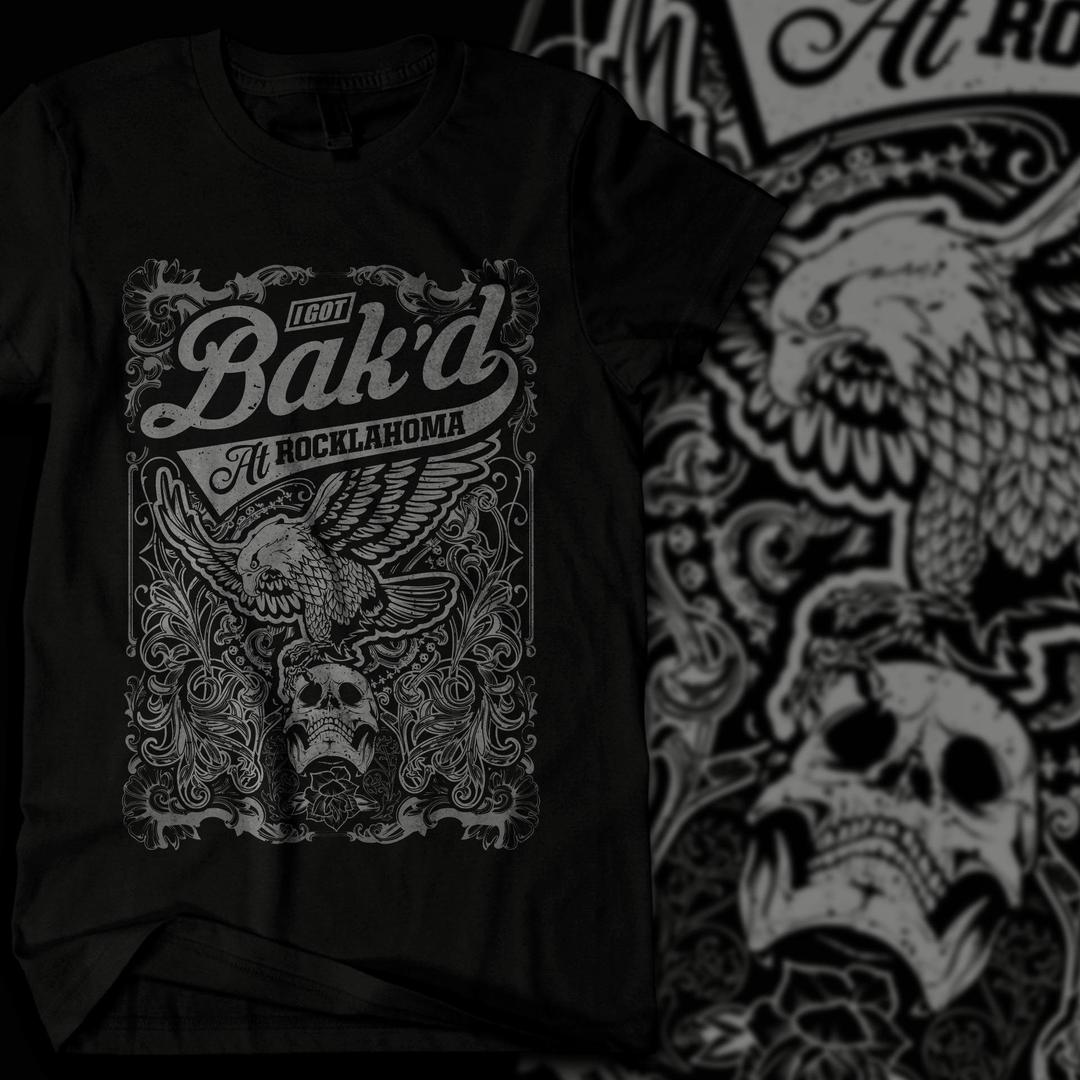 Bak'd at Rocklahoma Skull T-Shirt (2XL-3XL)