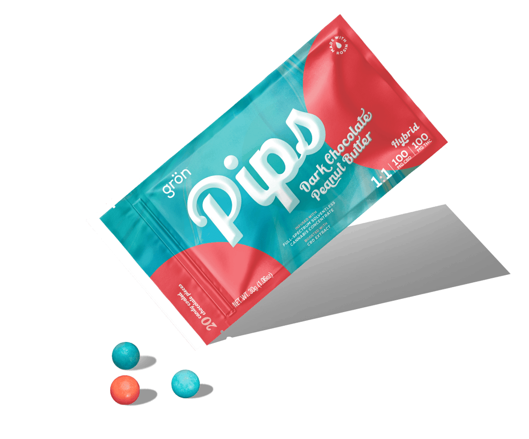 1:1 Dark Chocolate Peanut Butter Pips - CBD/THC - Hybrid