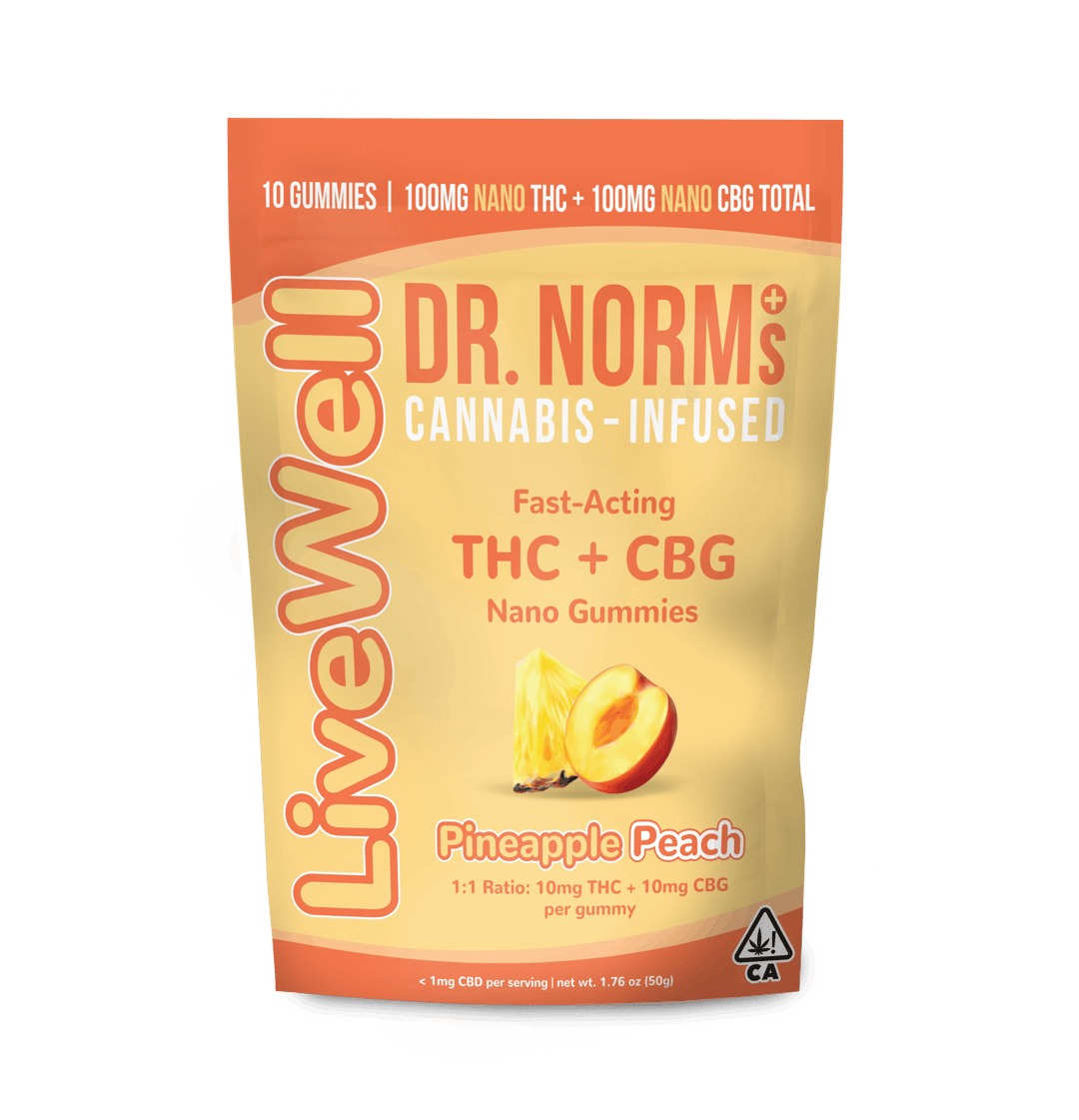 LiveWell THC + CBG Pineapple Peach Fast-Acting Gummies
