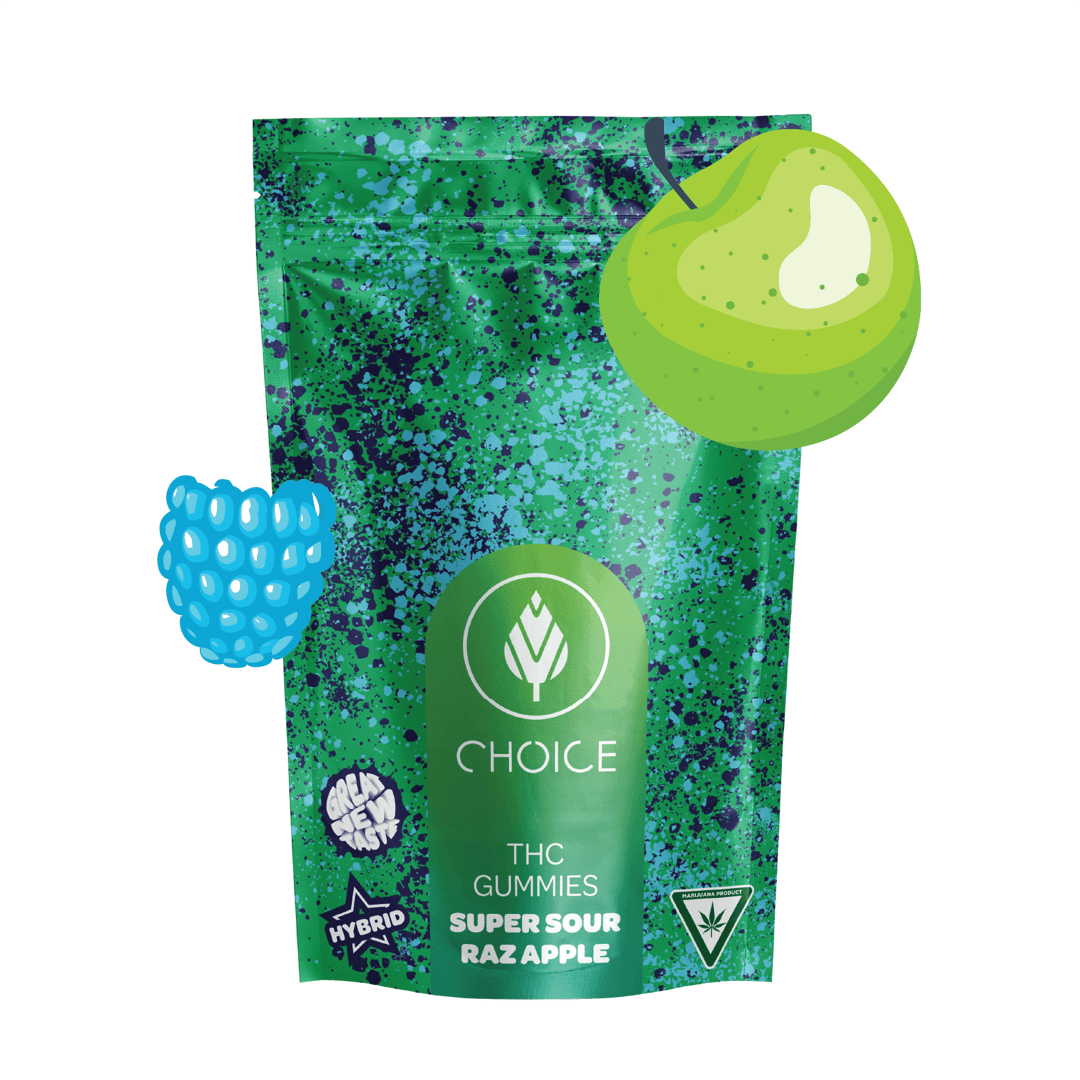 Choice Chews - Super Sour Raz Apple Gummies (Hybrid) - 10mg
