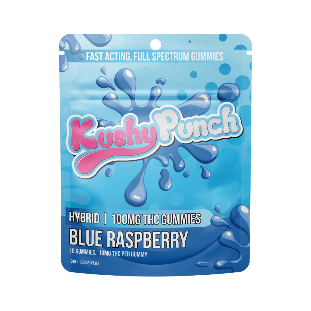 Kushy Punch - Hybrid Blue Raspberry INDIVIDUAL GUMMIES 100MG