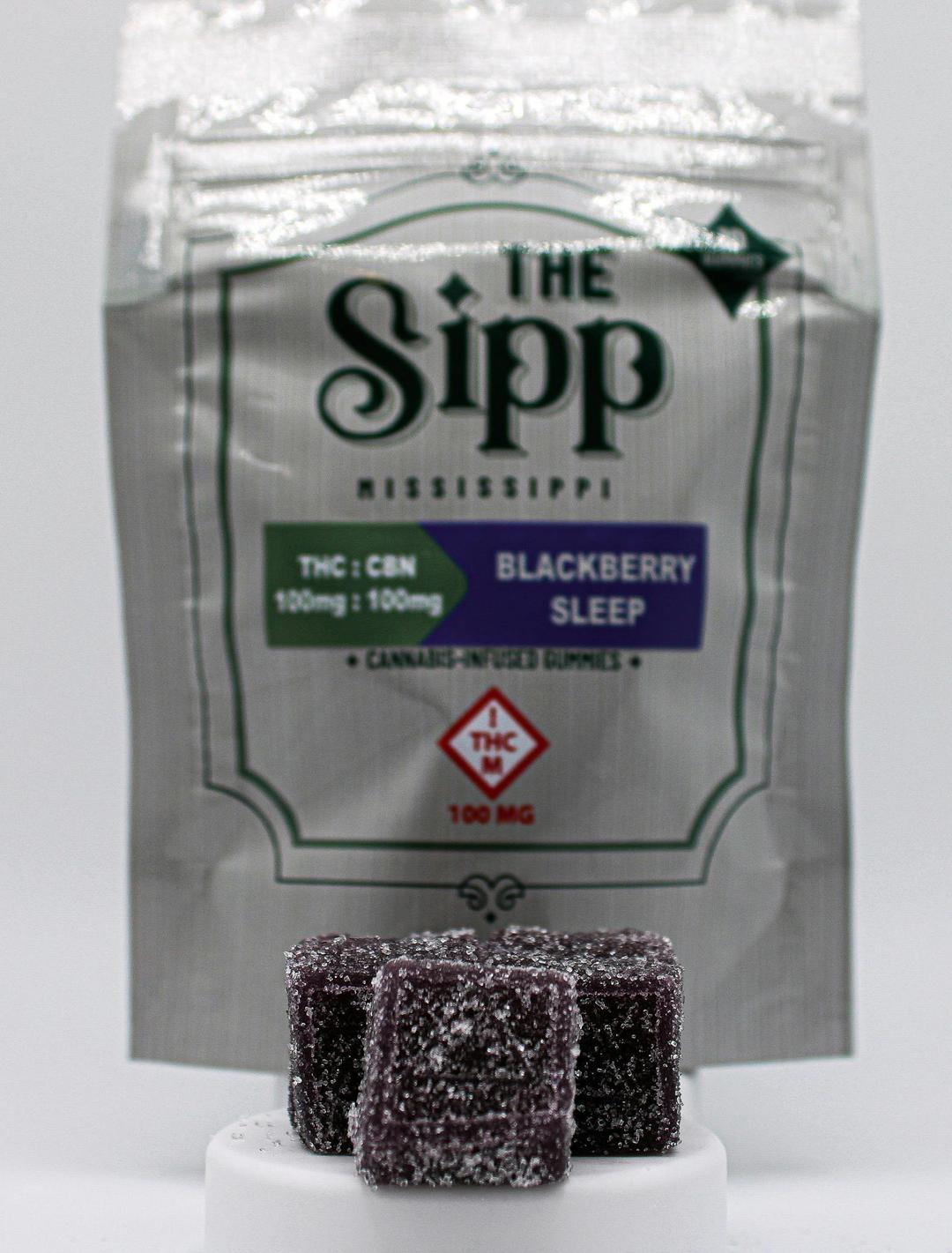 The Sipp: 1:1 CBN 100mg Blackberry Sleep Gummies (10pk)