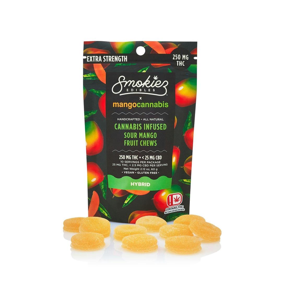 250mg THC Sour Mango Fruit Chews - Smokiez x Mango Cannabis