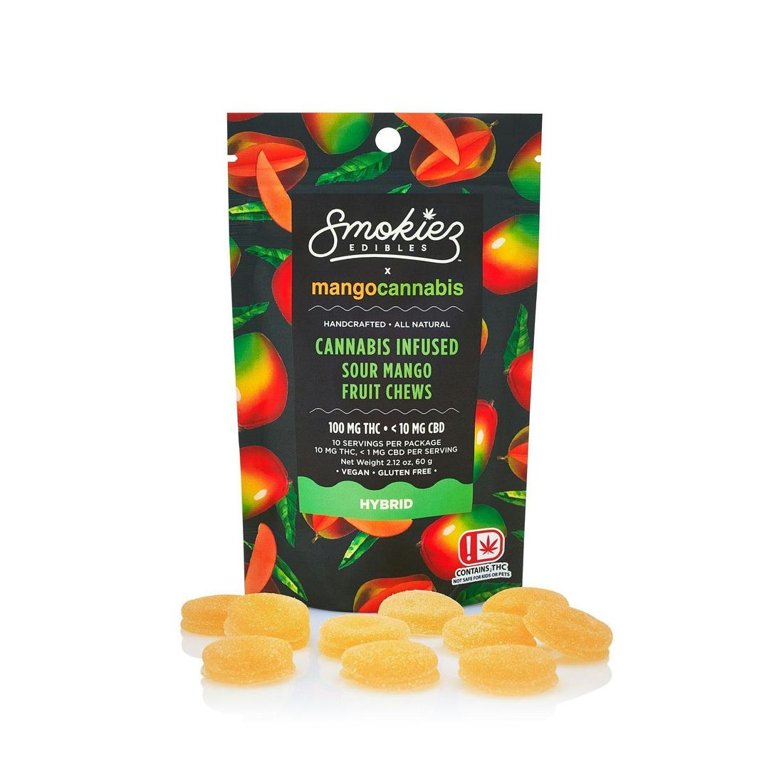 100mg THC Sour Mango Fruit Chews - Smokiez x Mango Cannabis