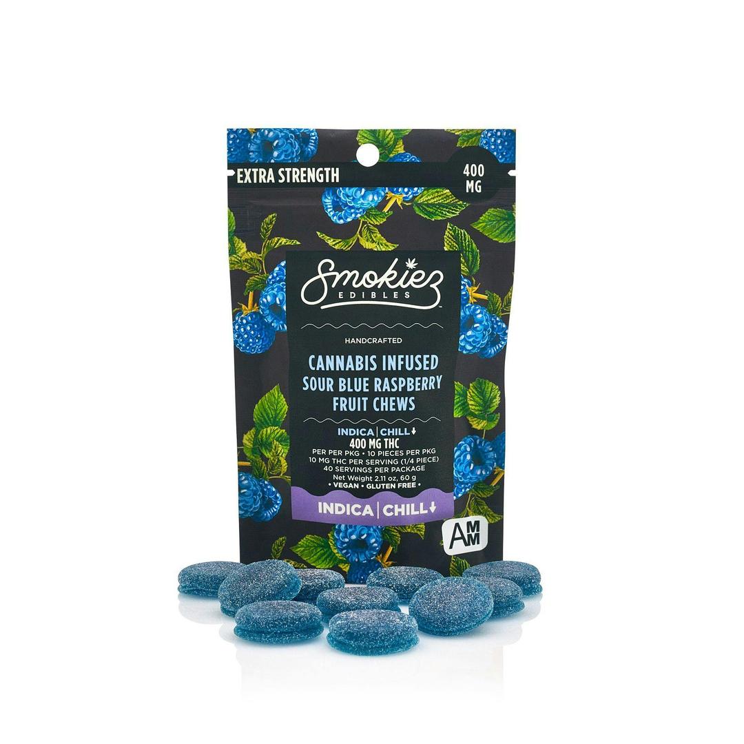 EXTRA-STRENGTHSour Blue Raspberry Indica400mg THC Fruit Chews