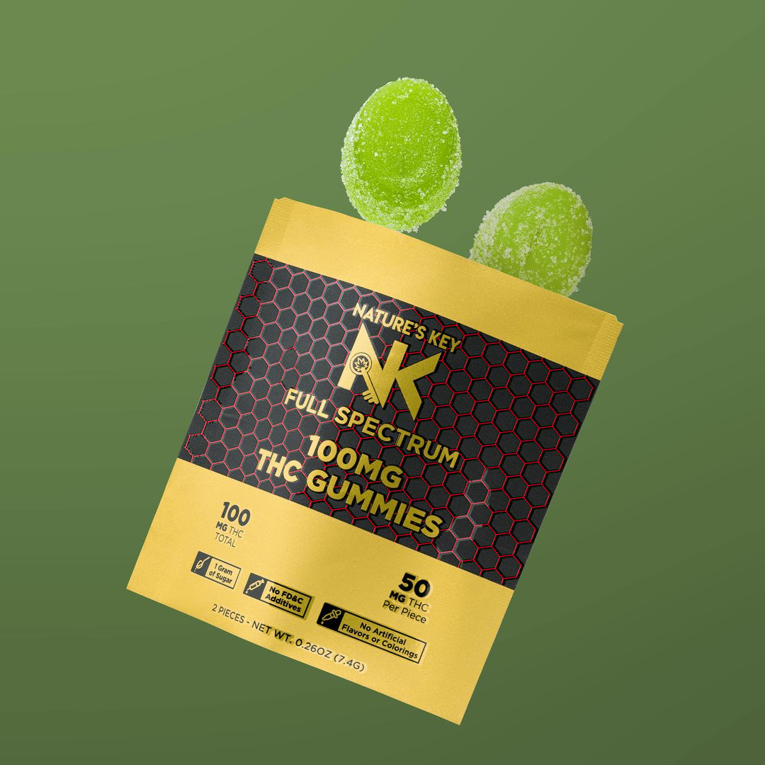 Sour Green Apple Single Serve 100mg Gummies