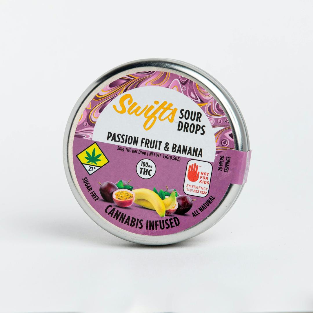 Swifts Sugar Free Sour Drops Passion Fruit Banana 100mg