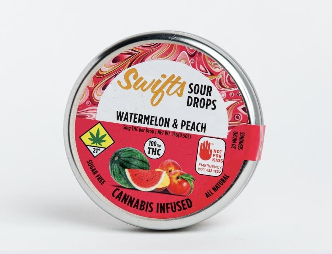 Swifts Sugar Free Sour Drops Watermelon & Peach 100mg