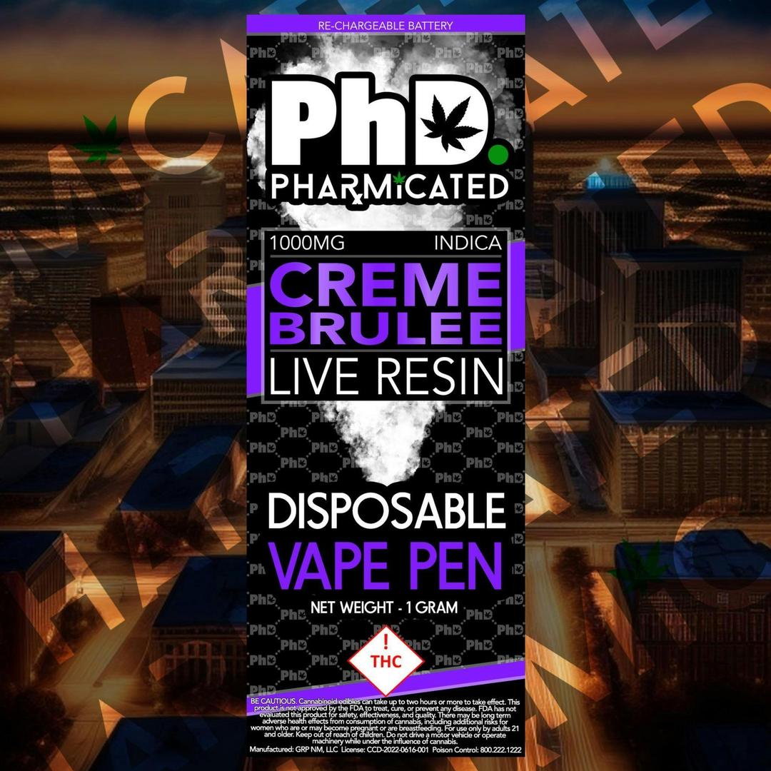 PhD Disposable Vape Cart - Live Resin - Creme Brulee (I)