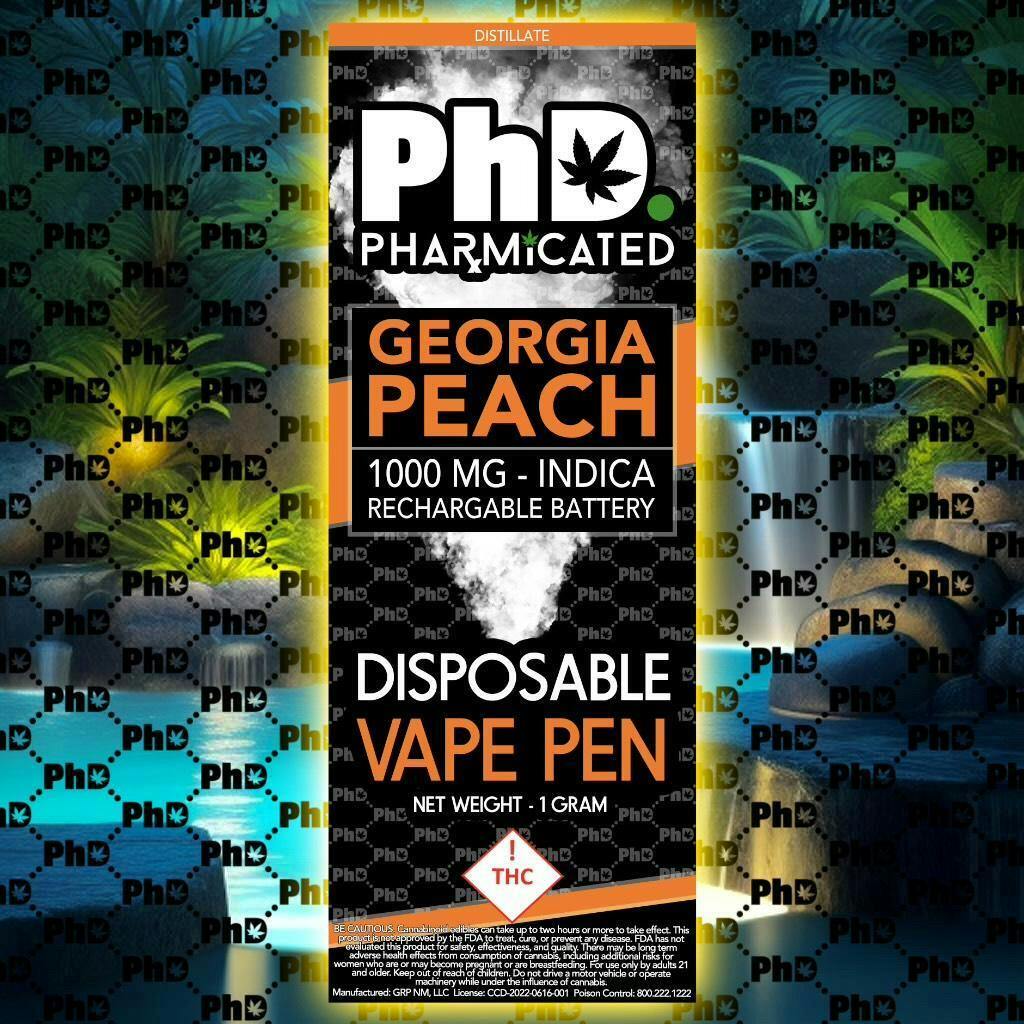 PhD Disposable D9 Vape Cart - 1000 mg - Georgia Peach (I)