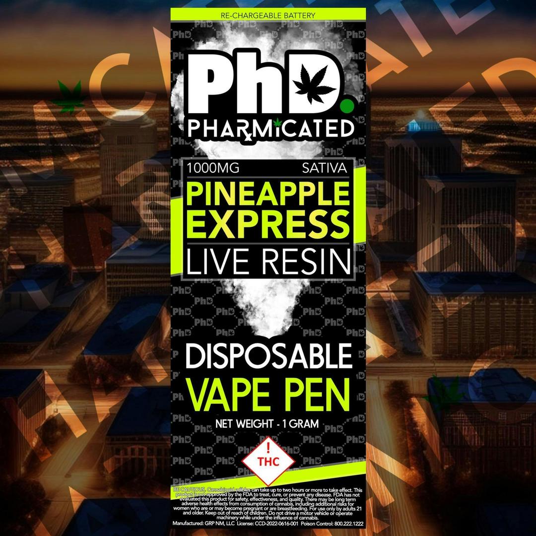 PhD Disposable Vape Cart - Live Resin - Pineapple Express (S)