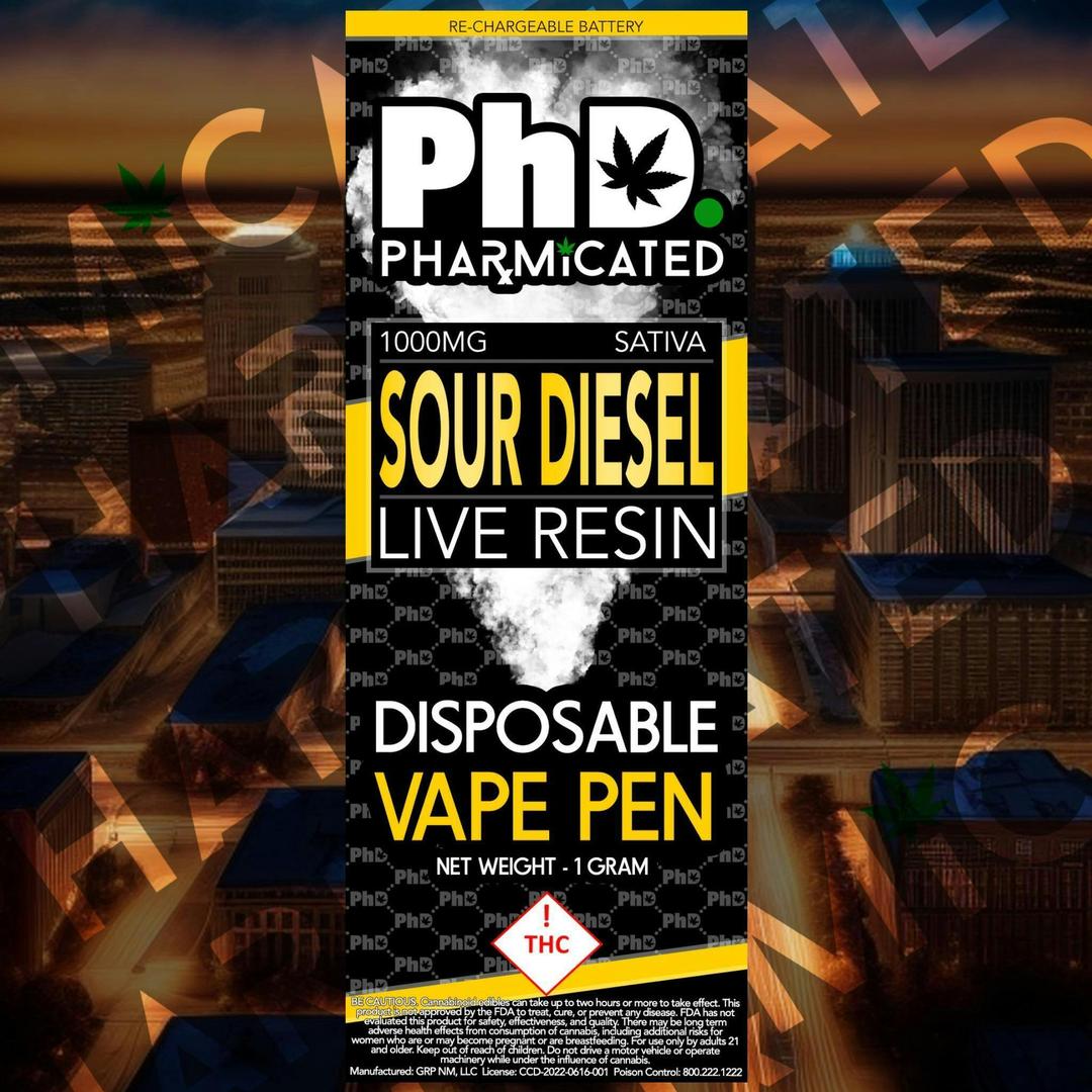 PhD Disposable Vape Cart - Live Resin - Sour Diesel (S)