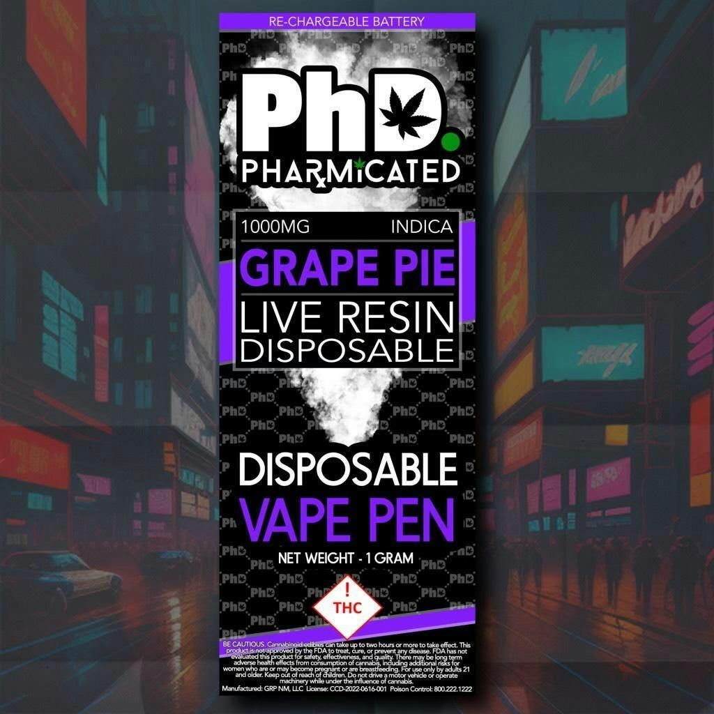 PhD Disposable Vape Cart - Resin - Grape Pie (I)
