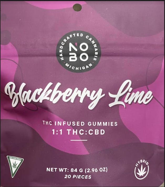 NOBO | Blackberry Lime 1:1 | Gummies | THC 200mg:200mg CBD 20pk