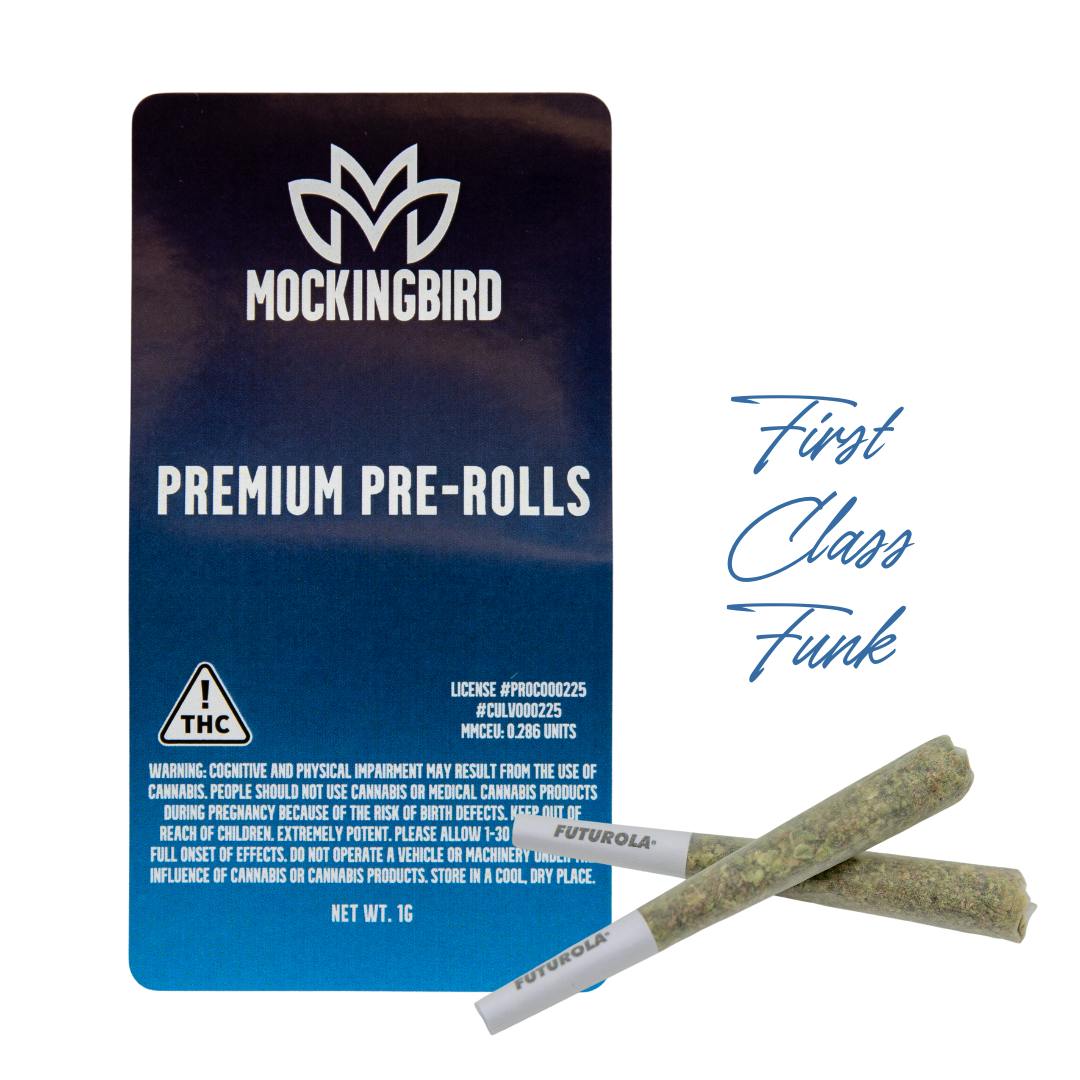 Mockingbird Pre-Rolls: First Class Funk 2-pack, .5g ea.
