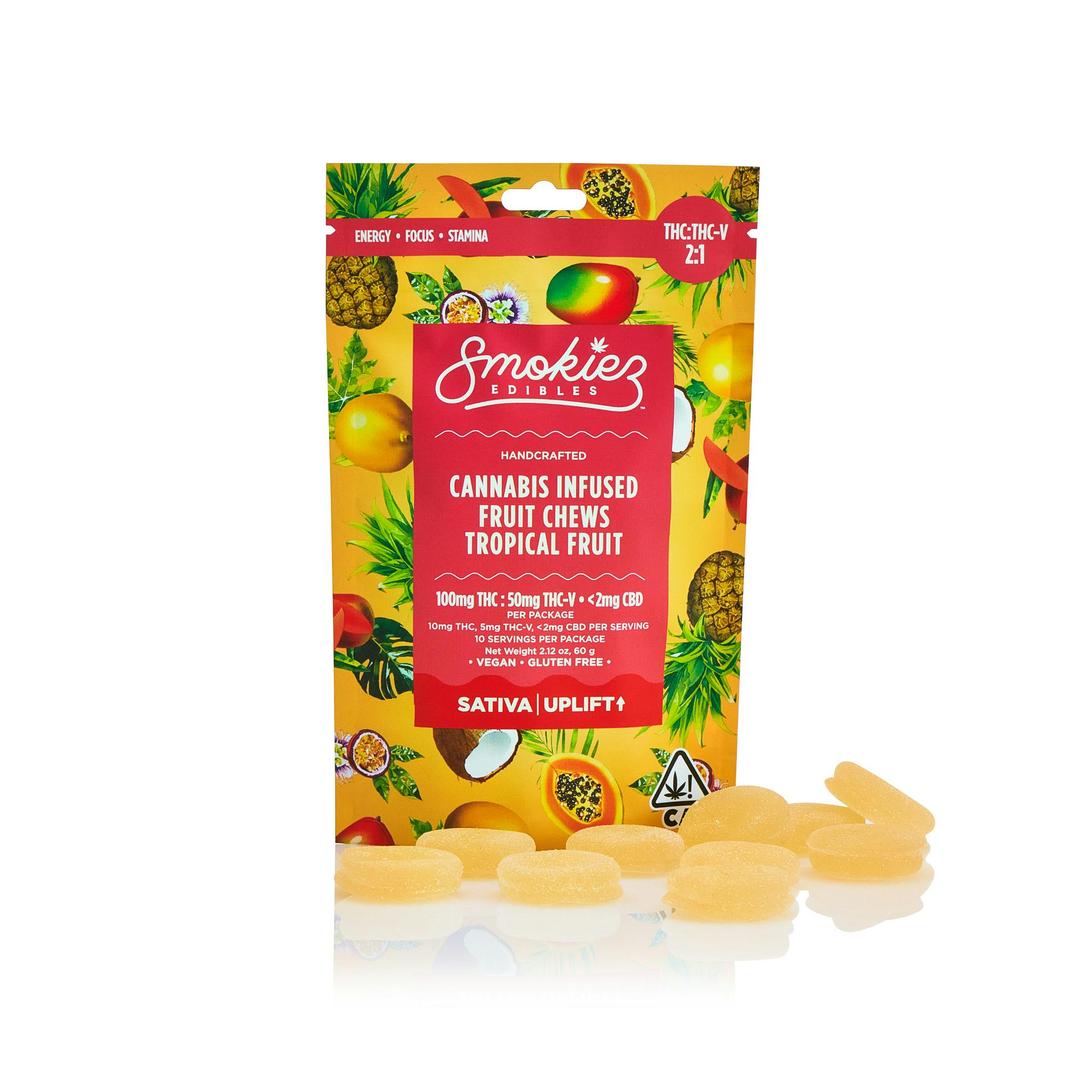 Tropical Fruit 100mg THC : 50mg THC-V Fruit Chews - CA