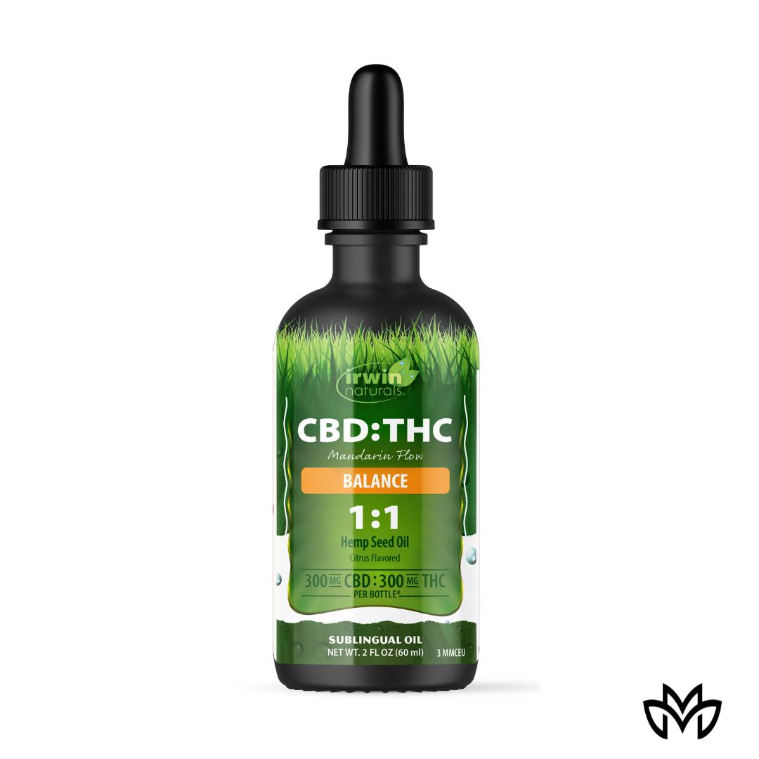 Irwin Naturals Tincture: Mandarin Flow Balance 300:300 THC:CBD (300mg)
