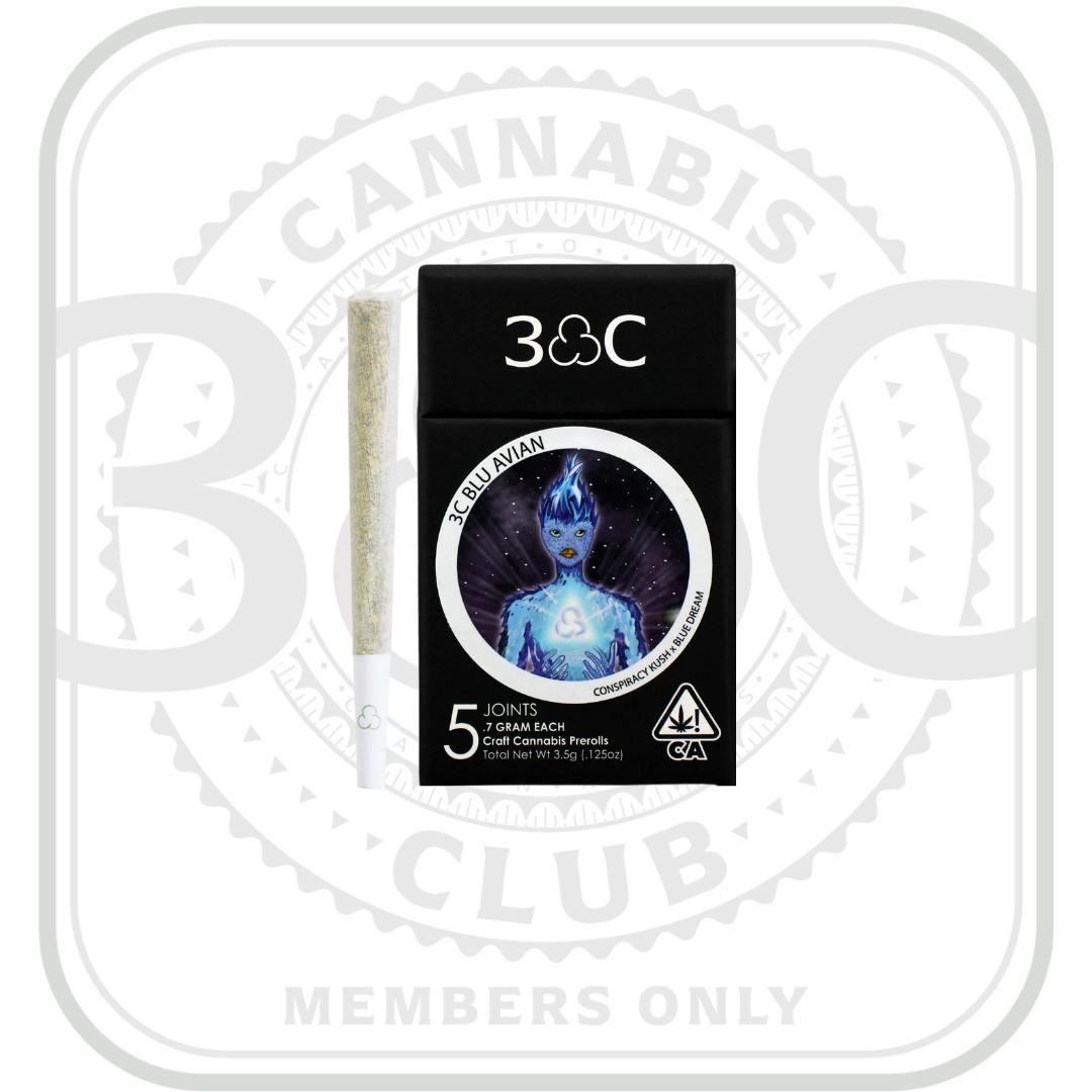 3C | Blu Avian Prerolls 5pk - 3.5g (Members Only Pricing)