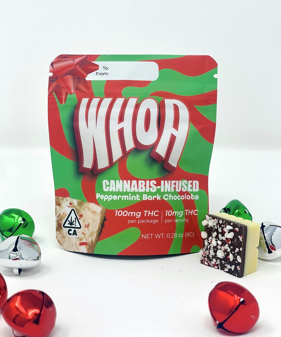 WHOA Peppermint Bark Chocolate - Bite (100mg)