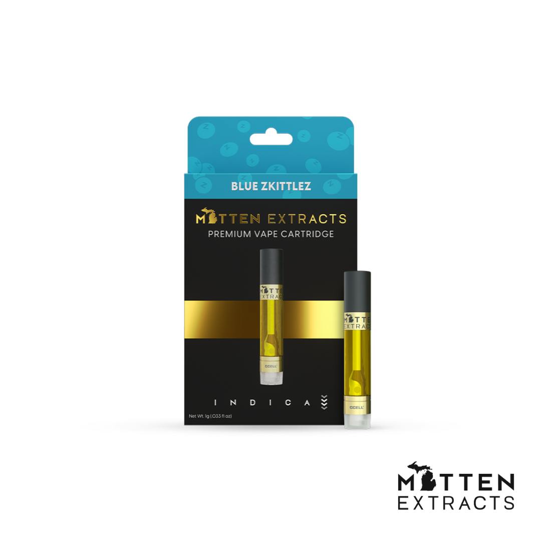 Mitten Extracts - Blue Zkittles 1g Vape Cartridge (Indica)