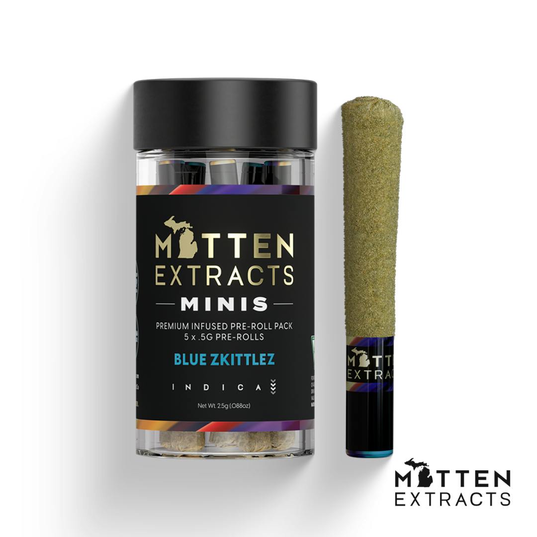 Mittens Extracts Minis | Infused Pre-Rolls 2.5g | 5pk - Blue Zkittlez