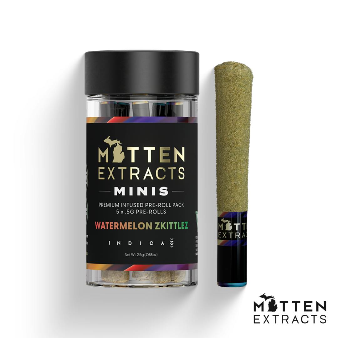 Mittens Extracts Minis | Infused Pre-Rolls 2.5g | 5pk - Watermelon Zkittlez