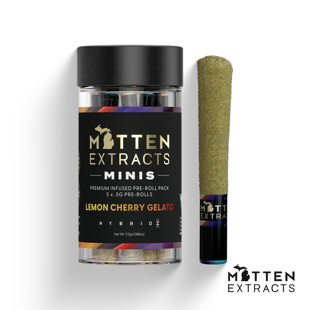 Mittens Extracts Minis | Infused Pre-Rolls 2.5g | 5pk - Lemon Cherry Gelato