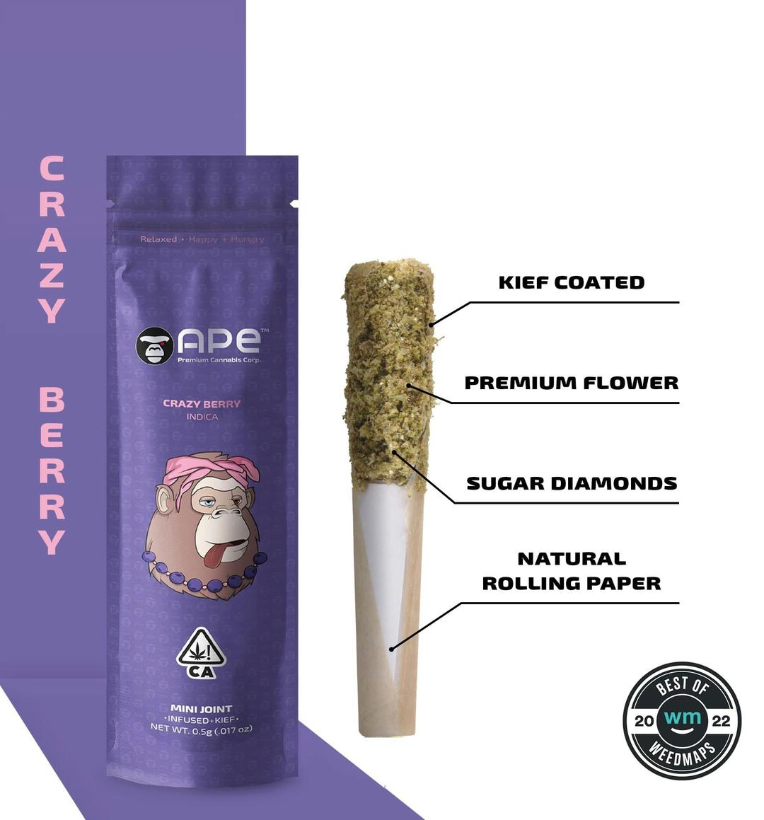 CRAZY BERRY — Mini Joint Infused + Kief (0.5g)
