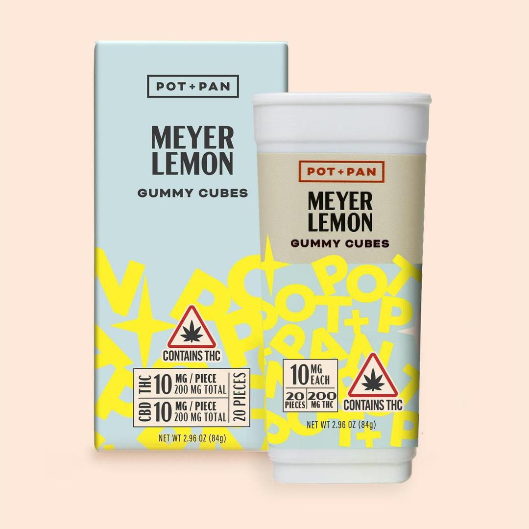 Pot + Pan | 1:1 | Meyer Lemon Gummy Cubes | 20 pieces (10mg THC + 10mg CBD)