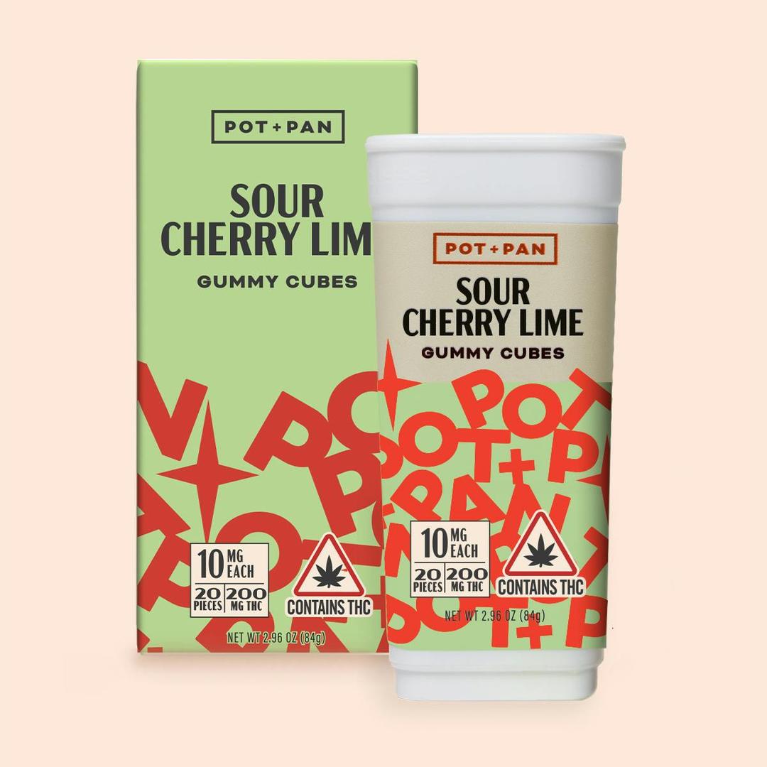 Pot + Pan | Sour Cherry Lime Gummy Cubes (Indica) | 20 pieces (10mg)