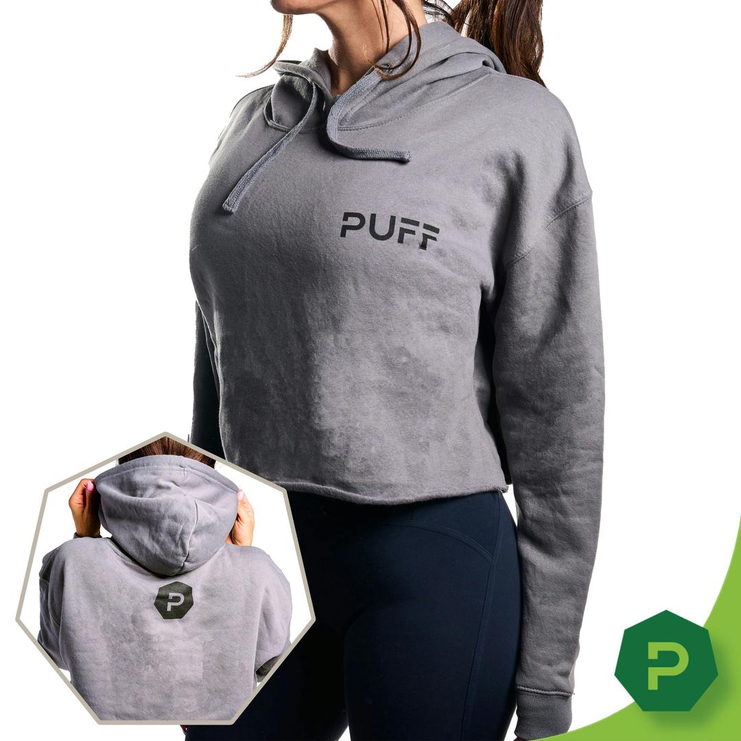 PUFF Cropped Hoodie Gray