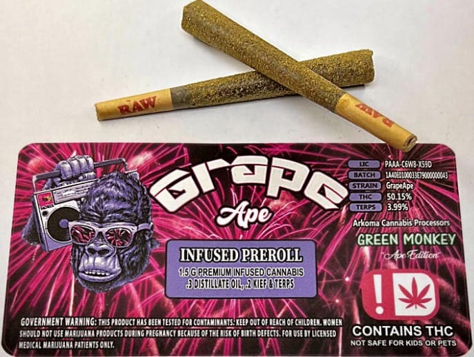 Grape Ape Infused PreRoll 50.15% THC 3.99 Terp