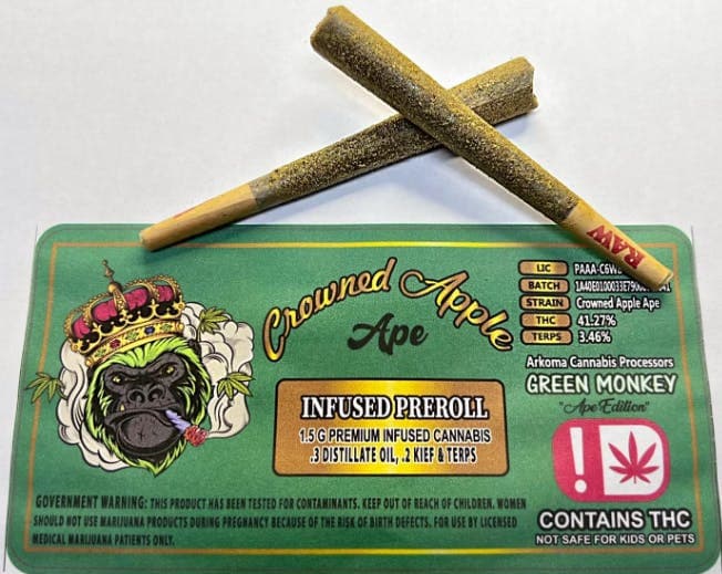 Crown'd Apple Ape Infused PreRoll 41.27% THC 3.46 Terps