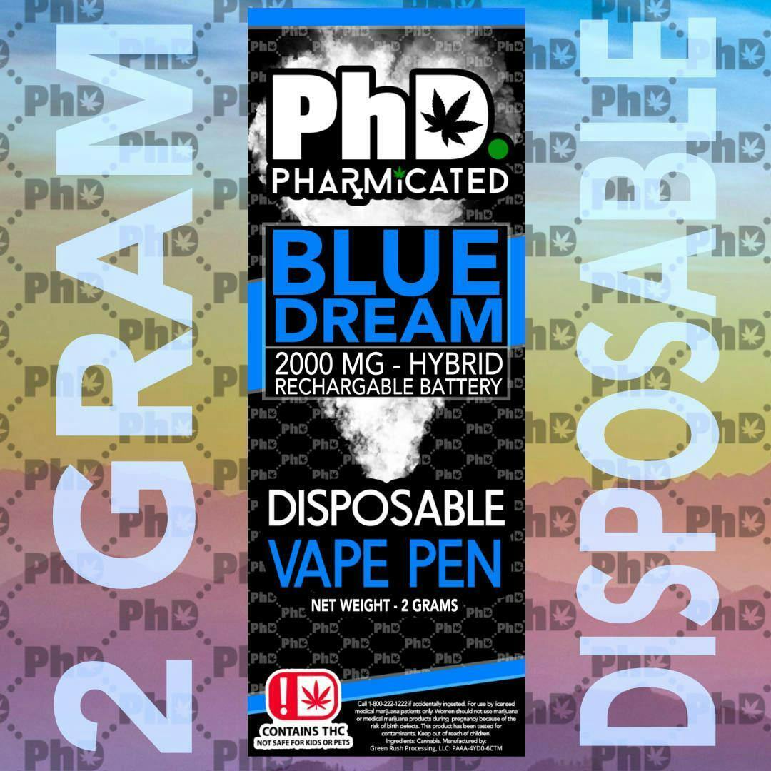 PhD Disposable D9 Vape Cart - 2000 mg - Blue Dream (S)