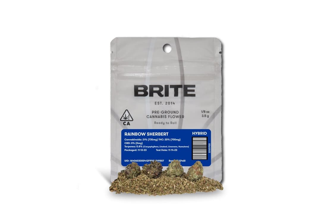 Brite - |Pre-Ground Flower| Eighth (3.5 g) - H - Rainbow Sherbert