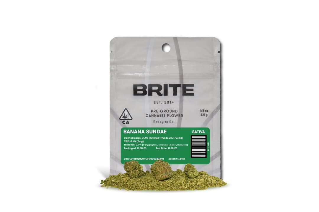 Brite - |Pre-Ground Flower| Eighth (3.5 g) - S - Banana Sundae