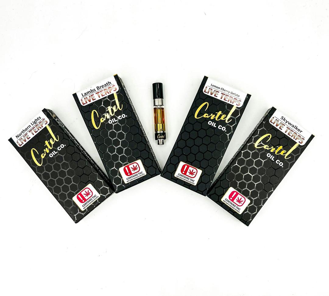 Cartel Oil Co | 510 Cartridge | Distillate | Live Terps | Hybrid | GSC | 1g