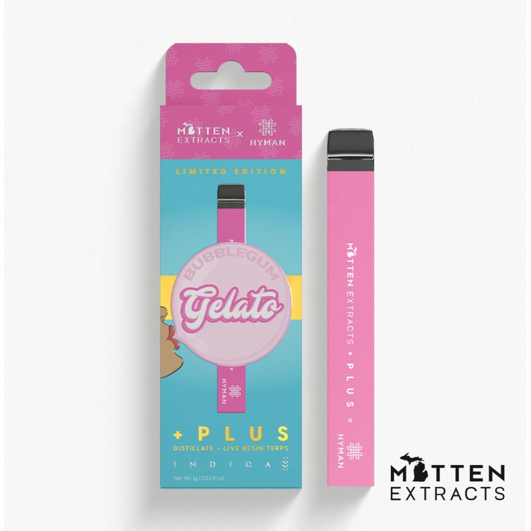Mitten + Plus x HYMAN Disposable - Bubblegum Gelato 1g (Indica)