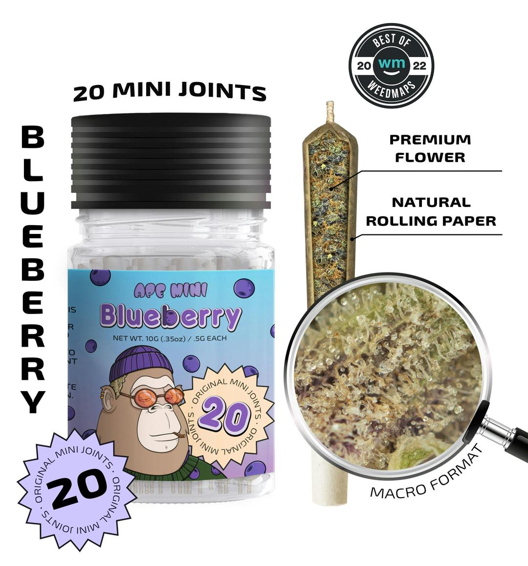 Blueberry — 20 original mini joints (10g | 0.5g each)