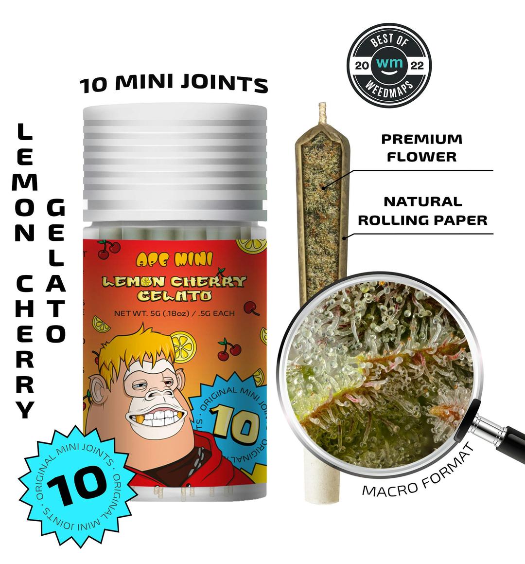 Lemon Cherry Gelato — 10 original mini joints (5g | 0.5g each)