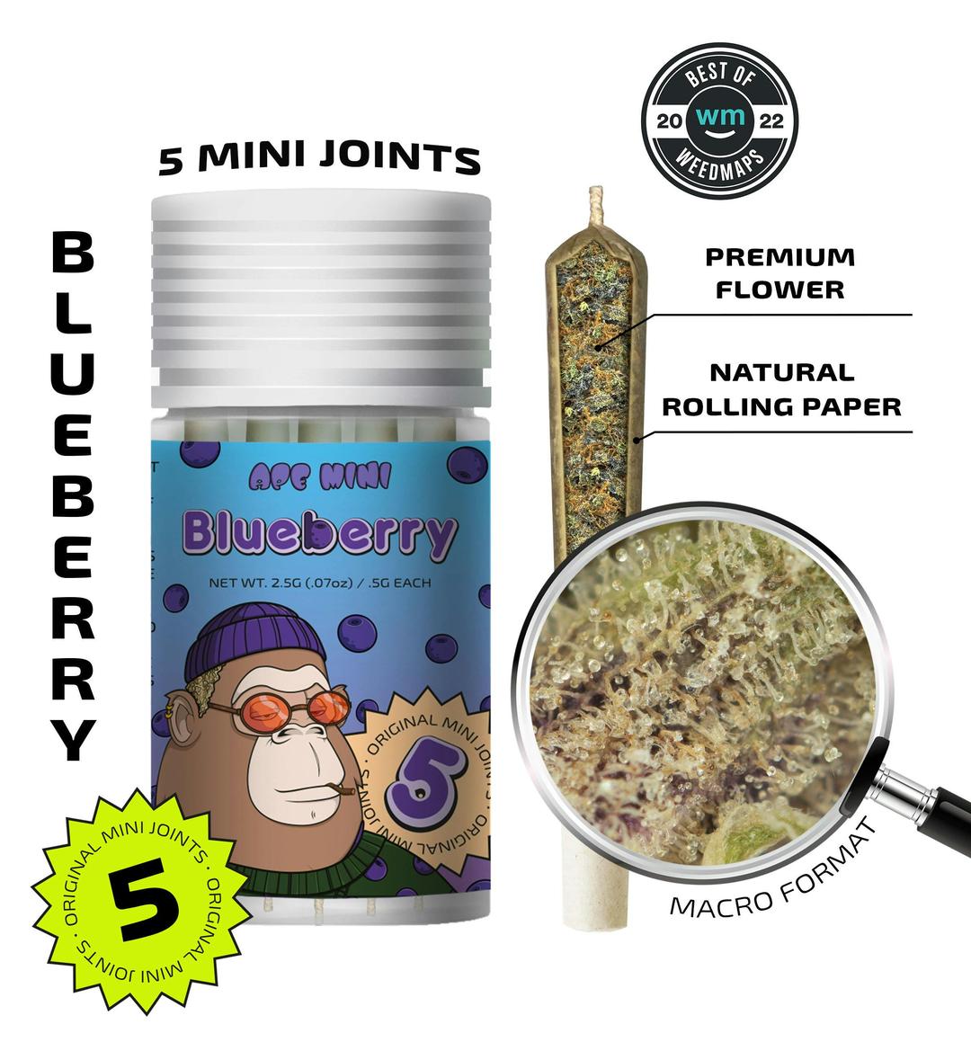 Blueberry — 5 original mini joints (2.5g | 0.5g each)