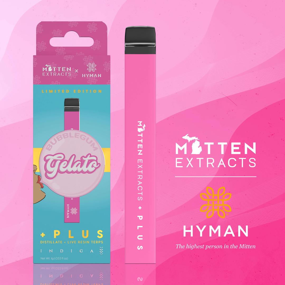 Bubblegum Gelato | 1G Disposable | HYMAN X MITTEN | MED